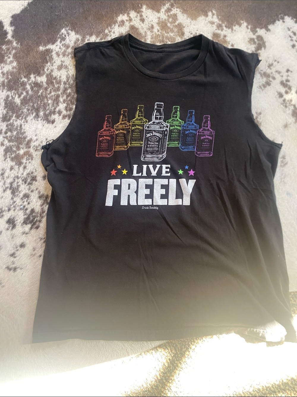 Jack Daniels Black Tank with Rainbow Bottle Lineup
